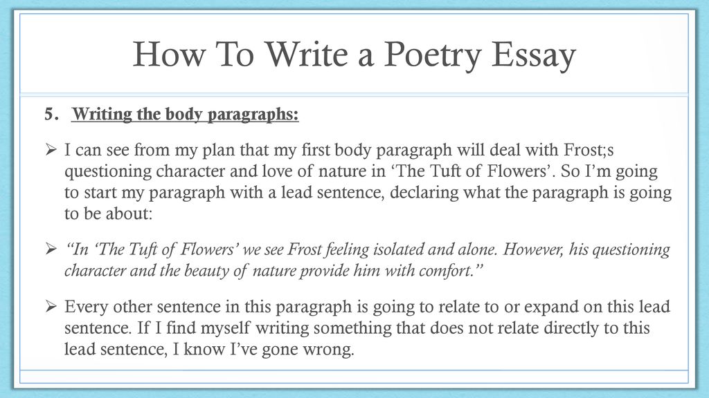 Write essay poetry body